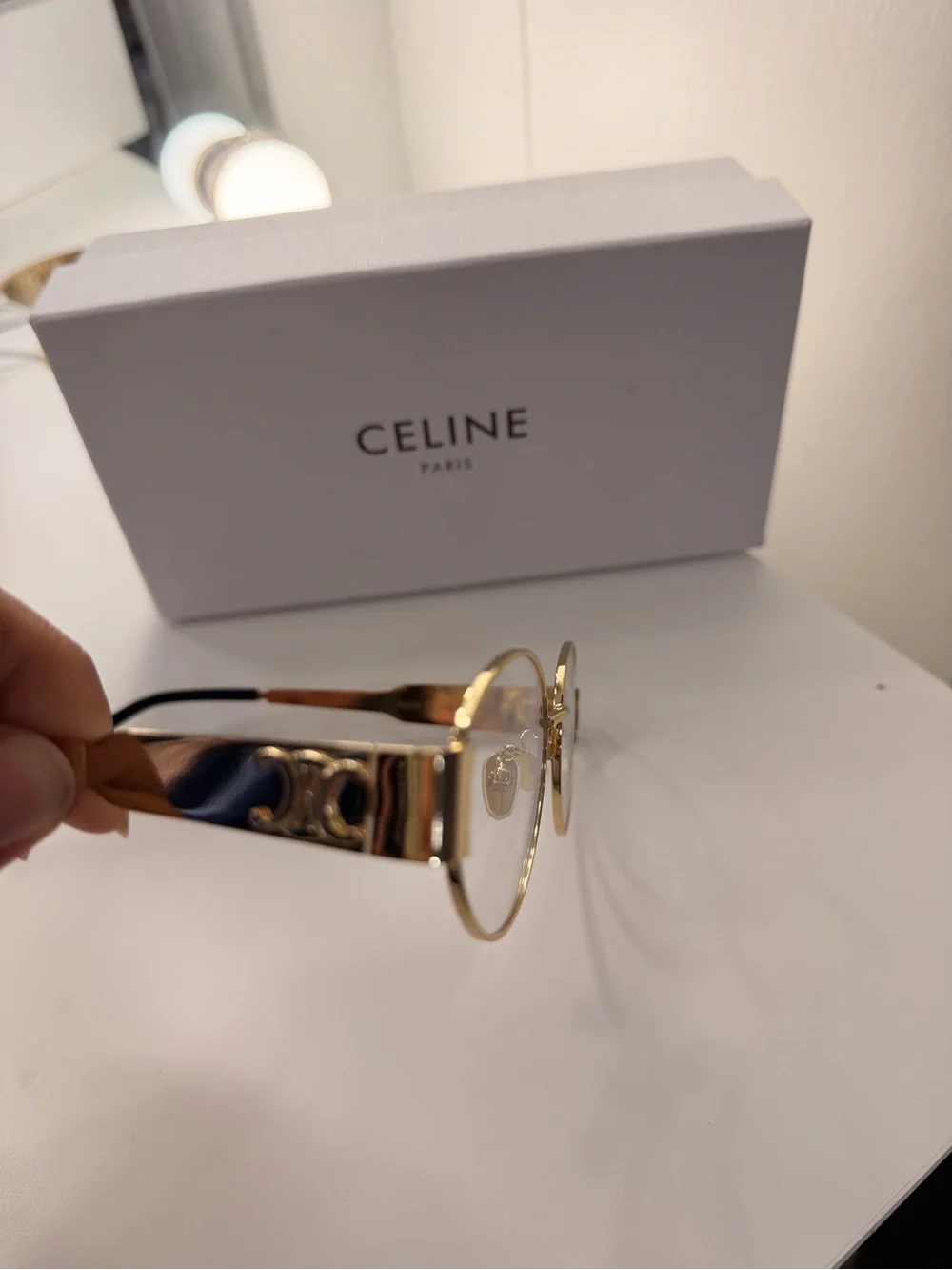 Celine Gold Metal Rimmed Women's Eyeglasses with Black Temple Tips